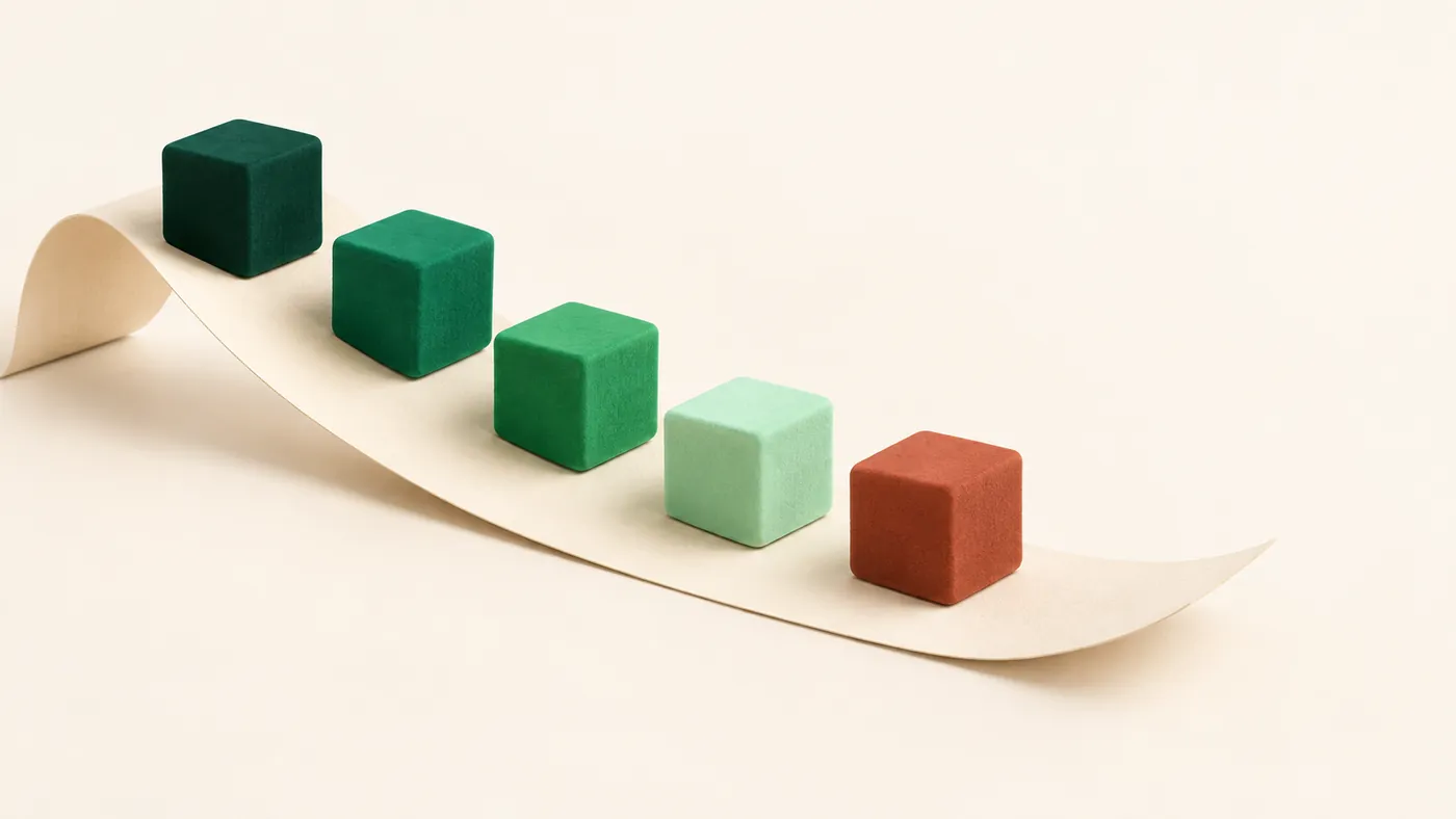 A row of blocks laid along a curved strip, a week planned one piece at a time.